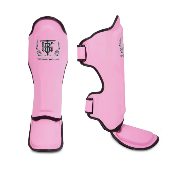 Protège tibia king rose pour mma kick boxing muaythai K1 100% cuir pour tous types d'art martiaux en pied poing