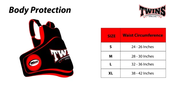 Twins plastron de protection size guide