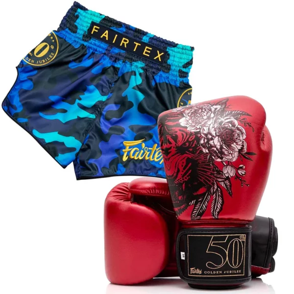 Les gants Fairtex Golden Jubilee célèbrent les 50 ans de la marque. Fabriqués en microfibre brillante, ils sont durables et inodores. Leur mousse triple densité et barre de préhension assurent confort et économie d’énergie12. Parfaits pour l’entraînement et le sparring.