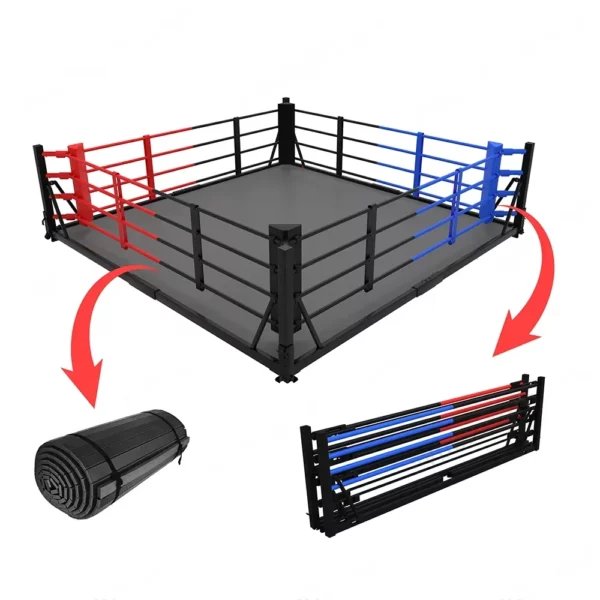 Ring de boxe pliable possibilité de personnalisation se plie facilement parfait pour les endroits restreints ou la salle de sport polyvalente